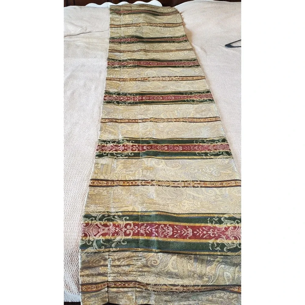 Croscill Vtg Striped valance 18x86 Cotton‎ Blend Gold, Pink, Green, Beige EUC